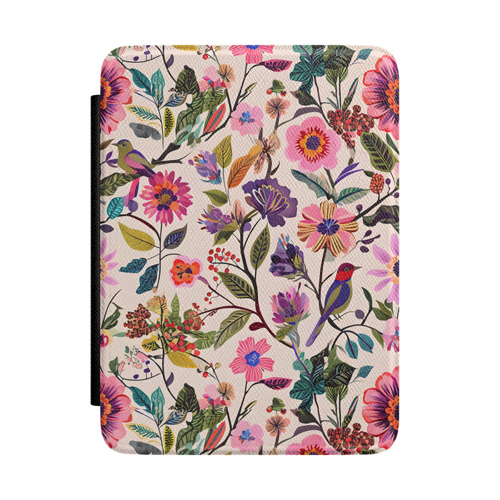 Floral and bird patterned case on a white background