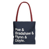 Copy of Literary Character List Tote Bag – Poe & Bradshaw & Flynn & Doyle. Printify