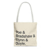 Tote Bag — Minimalist 'Poe & Bradshaw & Flynn & Doyle.' Text Tote Printify