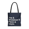 Copy of Literary Character List Tote Bag – Poe & Bradshaw & Flynn & Doyle. Printify