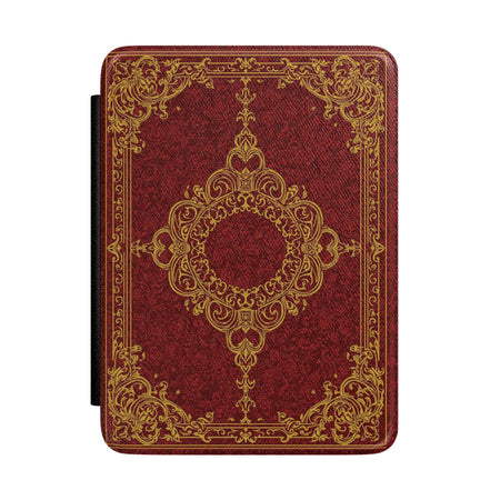 Vintage Ornate Bookplate Kindle Case | Red Gold Decorative Cover Printify