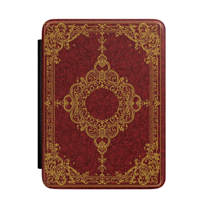 Vintage Ornate Bookplate Kindle Case | Red Gold Decorative Cover Printify