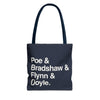 Copy of Literary Character List Tote Bag – Poe & Bradshaw & Flynn & Doyle. Printify
