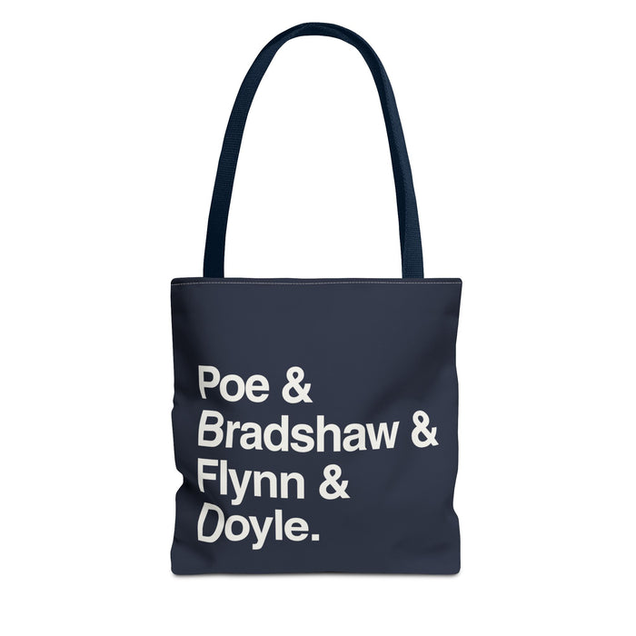 Copy of Literary Character List Tote Bag – Poe & Bradshaw & Flynn & Doyle. Printify