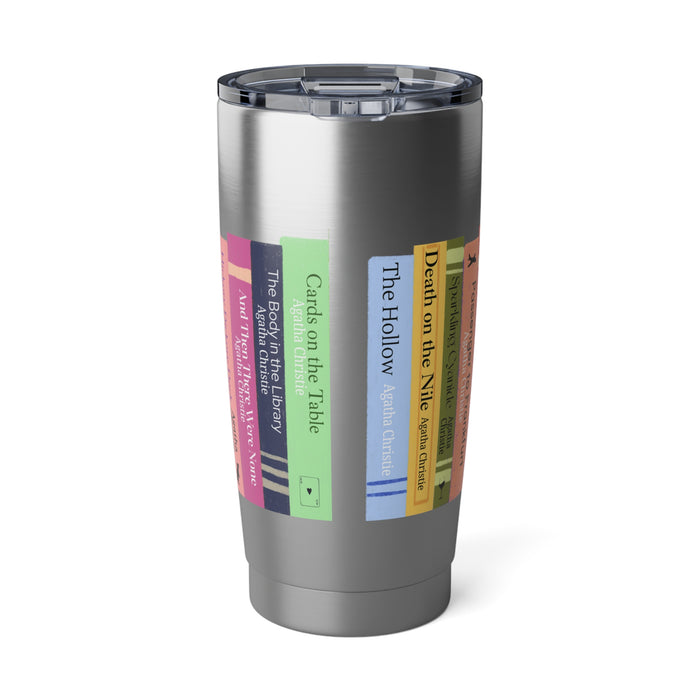 Agatha Christie Bookshelf Tumbler | Stainless Steel Travel Mug
