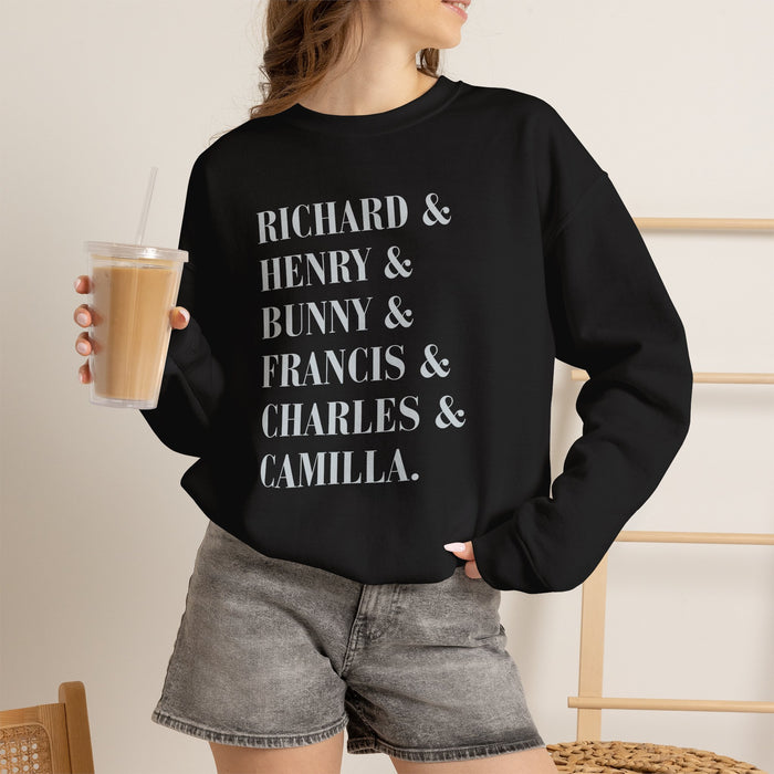 Dark academia sweatshirt characters crewneck | Richard and Henry and Bunny and Francis and Charles and Camilla Printify