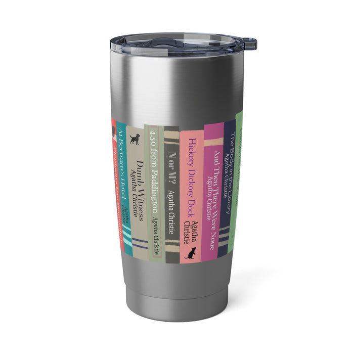 Agatha Christie Bookshelf Tumbler | Stainless Steel Travel Mug