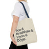 Tote Bag — Minimalist 'Poe & Bradshaw & Flynn & Doyle.' Text Tote Printify