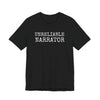 Black t-shirt with 'UNRELIABLE NARRATOR' design on a white background