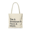 Tote Bag — Minimalist 'Poe & Bradshaw & Flynn & Doyle.' Text Tote Printify