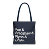 Copy of Literary Character List Tote Bag – Poe & Bradshaw & Flynn & Doyle. Printify