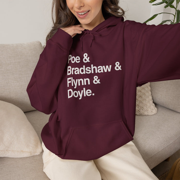 MW Craven Official Merchandise Poe & Bradshaw & Flynn & Doyle Hoodie Printify