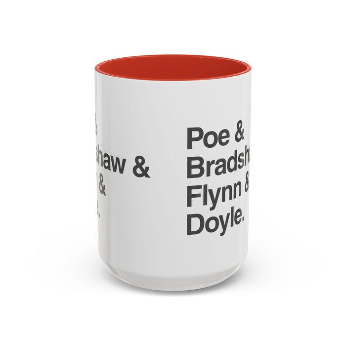 Coffee Mug — Minimalist Names Design (Poe & Bradshaw & Flynn & Doyle) Printify