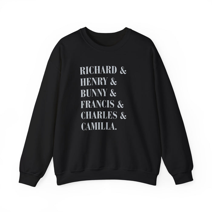 Dark academia sweatshirt characters crewneck | Richard and Henry and Bunny and Francis and Charles and Camilla Printify