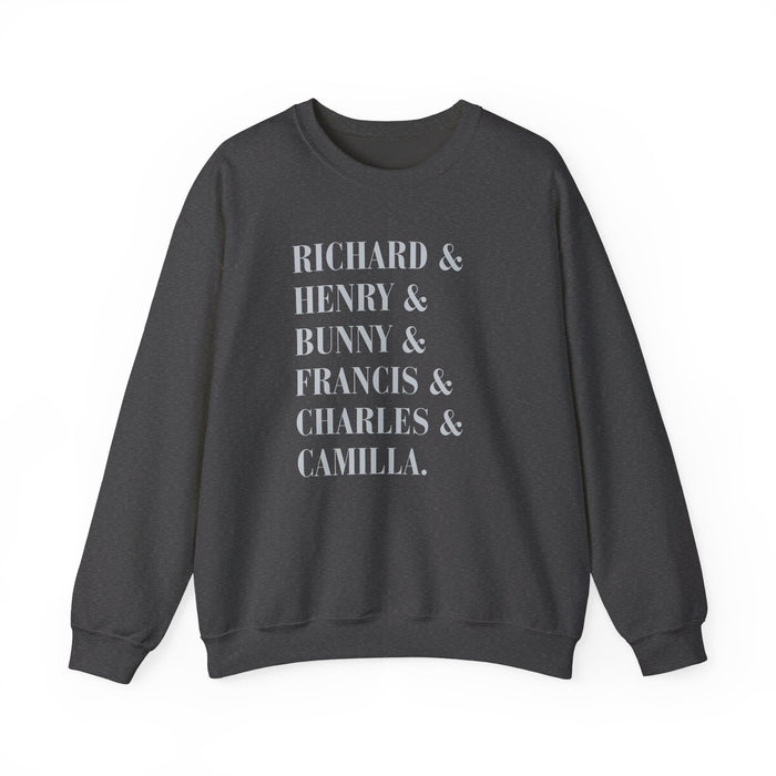 Dark academia sweatshirt characters crewneck | Richard and Henry and Bunny and Francis and Charles and Camilla Printify