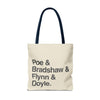 Tote Bag — Minimalist 'Poe & Bradshaw & Flynn & Doyle.' Text Tote Printify