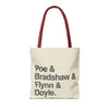 Tote Bag — Minimalist 'Poe & Bradshaw & Flynn & Doyle.' Text Tote Printify