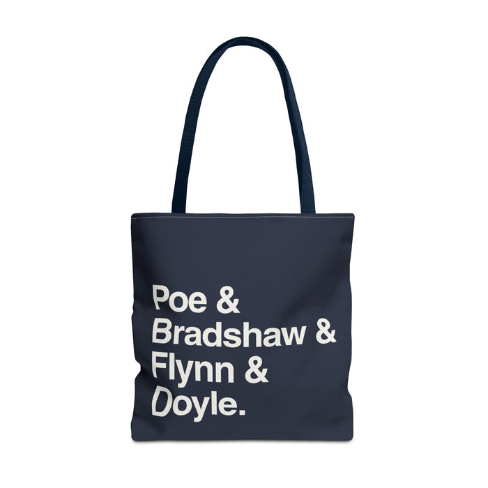 Copy of Literary Character List Tote Bag – Poe & Bradshaw & Flynn & Doyle. Printify
