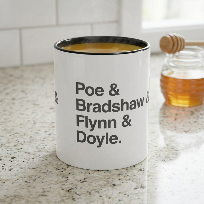 Coffee Mug — Minimalist Names Design (Poe & Bradshaw & Flynn & Doyle) Printify