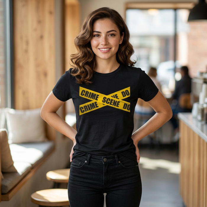 Crime Scene Tape T‑Shirt Printify
