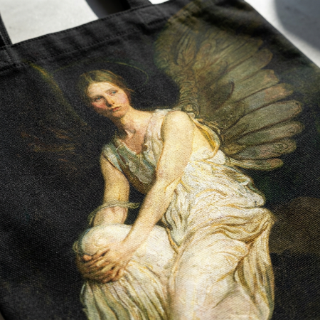 Robert Louis Stevenson Memorial Angel Tote Bag | Dark Academia | Book Bag Printify