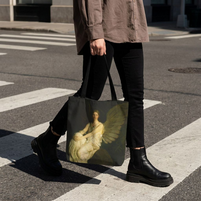 Robert Louis Stevenson Memorial Angel Tote Bag | Dark Academia | Book Bag Printify