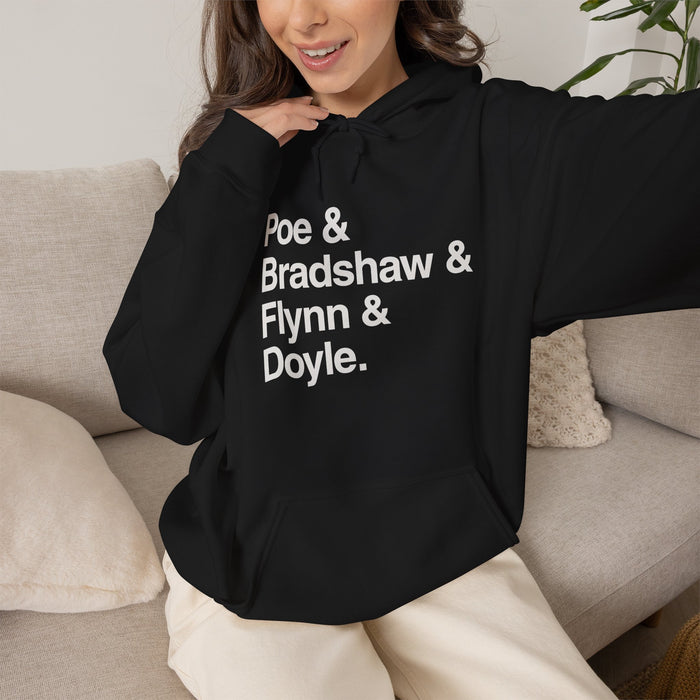 MW Craven Official Merchandise Poe & Bradshaw & Flynn & Doyle Hoodie Printify