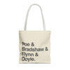 Tote Bag — Minimalist 'Poe & Bradshaw & Flynn & Doyle.' Text Tote Printify