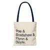 Tote Bag — Minimalist 'Poe & Bradshaw & Flynn & Doyle.' Text Tote Printify