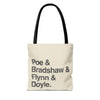 Tote Bag — Minimalist 'Poe & Bradshaw & Flynn & Doyle.' Text Tote Printify