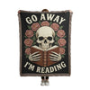 Go Away I'm Reading Dragon Woven Blanket Printify