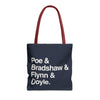 Copy of Literary Character List Tote Bag – Poe & Bradshaw & Flynn & Doyle. Printify