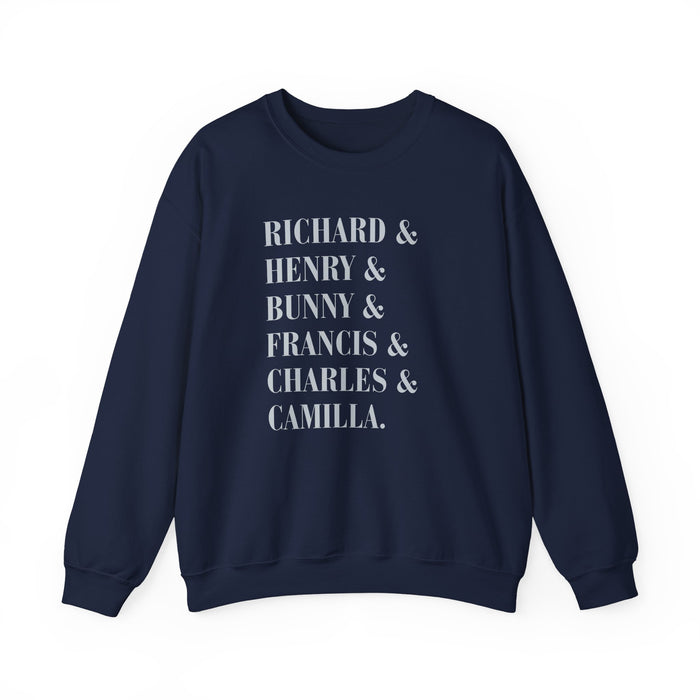 Dark academia sweatshirt characters crewneck | Richard and Henry and Bunny and Francis and Charles and Camilla Printify