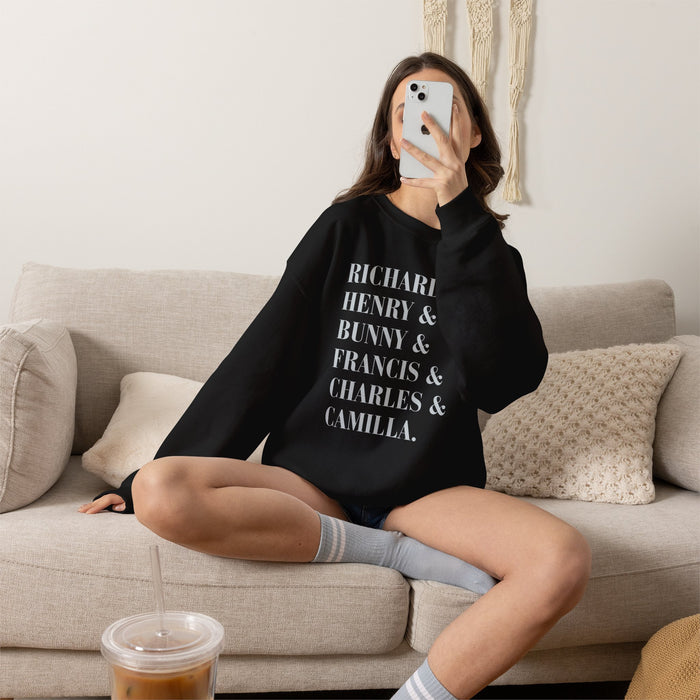 Dark academia sweatshirt characters crewneck | Richard and Henry and Bunny and Francis and Charles and Camilla Printify