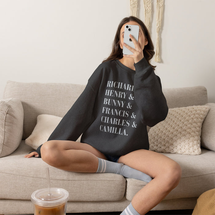 Dark academia sweatshirt characters crewneck | Richard and Henry and Bunny and Francis and Charles and Camilla Printify