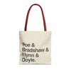 Tote Bag — Minimalist 'Poe & Bradshaw & Flynn & Doyle.' Text Tote Printify