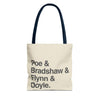 Tote Bag — Minimalist 'Poe & Bradshaw & Flynn & Doyle.' Text Tote Printify