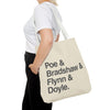 Tote Bag — Minimalist 'Poe & Bradshaw & Flynn & Doyle.' Text Tote Printify