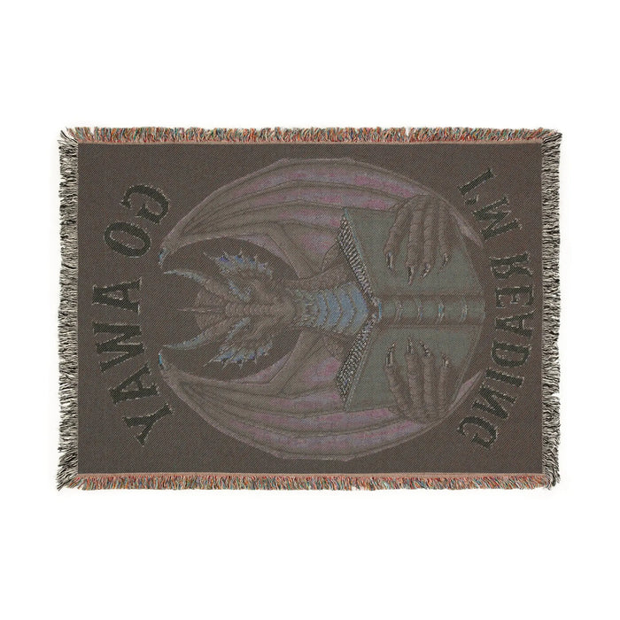 Go Away I'm Reading Dragon Woven Blanket Printify