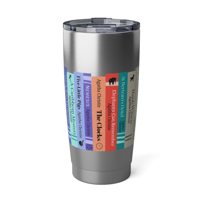 Agatha Christie Bookshelf Tumbler | Stainless Steel Travel Mug