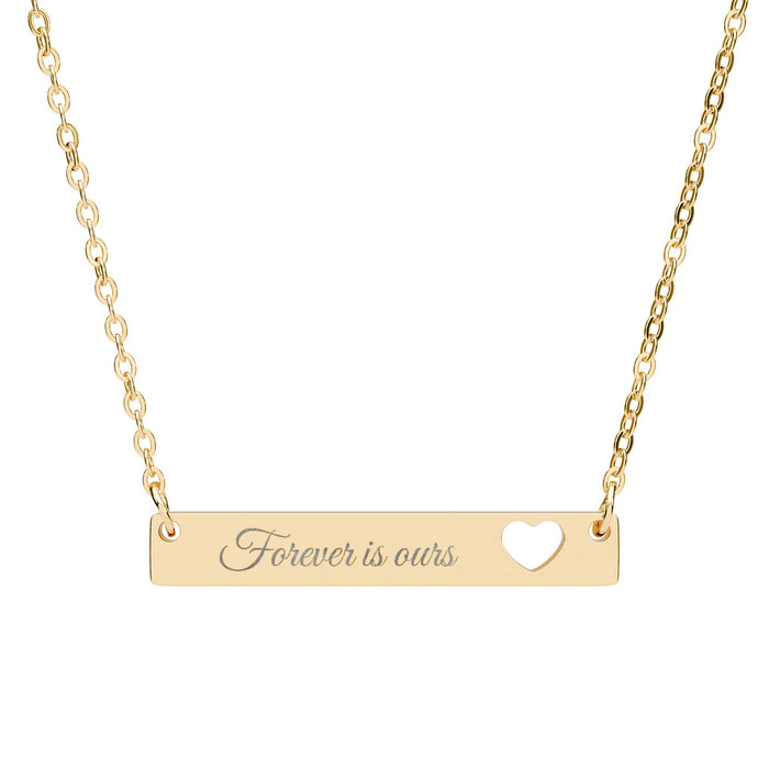 Jane Eyre quote heart bar necklace | Forever is ours engraved quote | Charlotte Brontë The Untamed Chapter Store