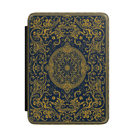 Ornate Gold Filigree Kindle Case | Antique Blue Boho Book Cover Printify