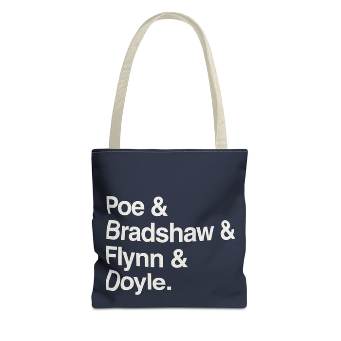 Copy of Literary Character List Tote Bag – Poe & Bradshaw & Flynn & Doyle. Printify
