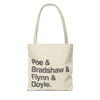 Tote Bag — Minimalist 'Poe & Bradshaw & Flynn & Doyle.' Text Tote Printify