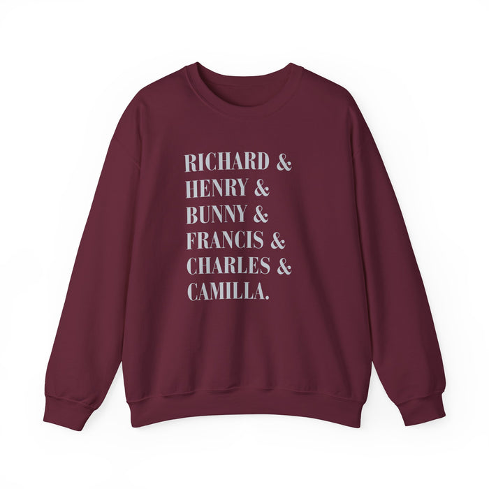Dark academia sweatshirt characters crewneck | Richard and Henry and Bunny and Francis and Charles and Camilla Printify
