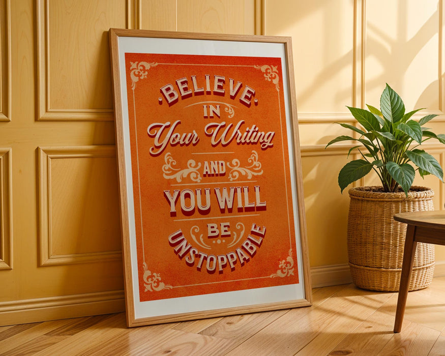Believe in Your Writing Poster | Motivational Wall Art for Writers | Fast Printing and Free Shipping