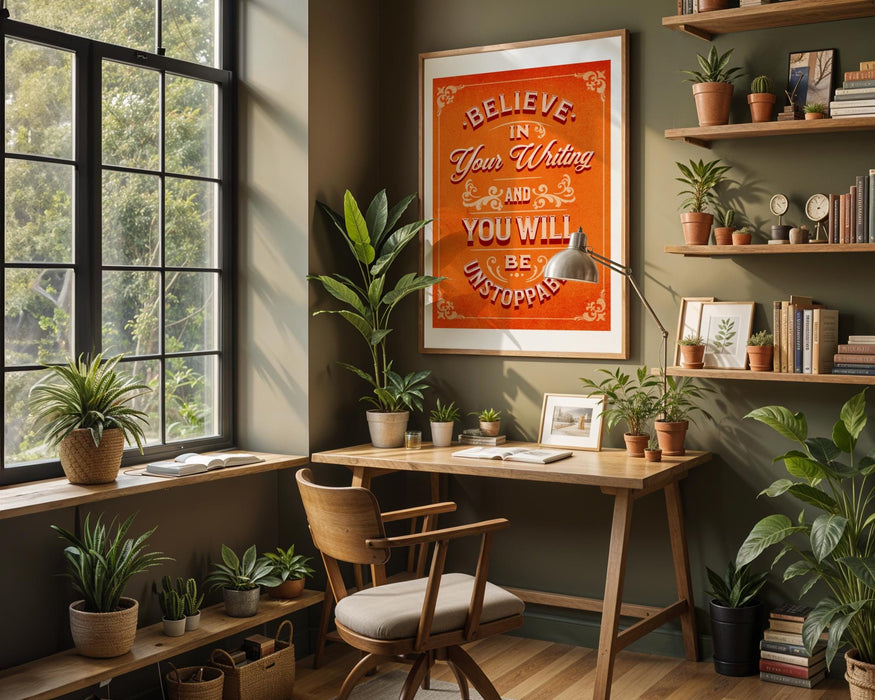 Believe in Your Writing Poster | Motivational Wall Art for Writers | Fast Printing and Free Shipping