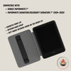 Gray case with magnetic front lid and hand strap for Kindle devices on a beige background