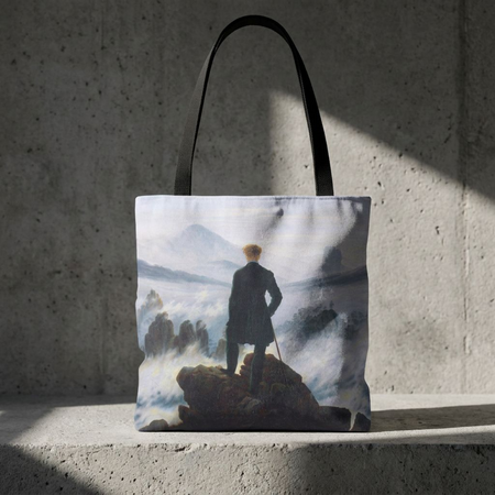 Wanderer Above the Sea Mist Tote Bag – Classic Dark Academia Art Tote Printify