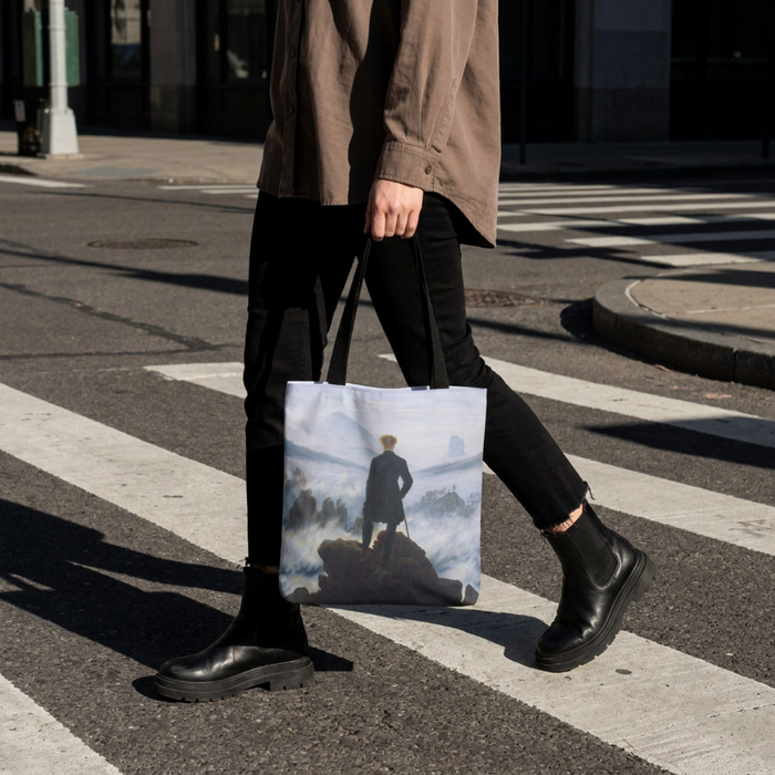 Wanderer Above the Sea Mist Tote Bag – Classic Dark Academia Art Tote Printify
